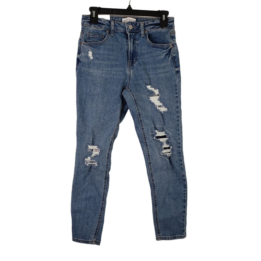Vanilla Star Rip & Repair‎ Distressed Skinny Jeans Light Wash Juniors Size 27/5